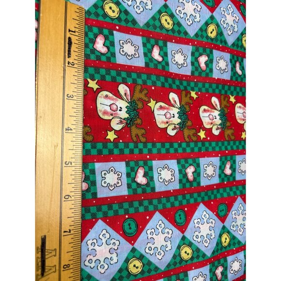Whimsical Christmas Reindeer Hearts Cotton Fabric 1/2 yard x 58" Craft Quilting - Picture 3 of 9